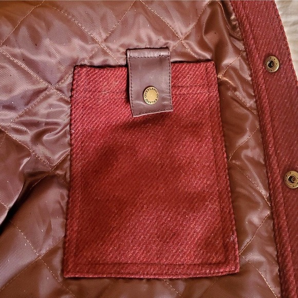 Overland Lane Men's Leather-Trimmed Wool Field Jacket Red/Brown Size Large EUC - Picture 6 of 9